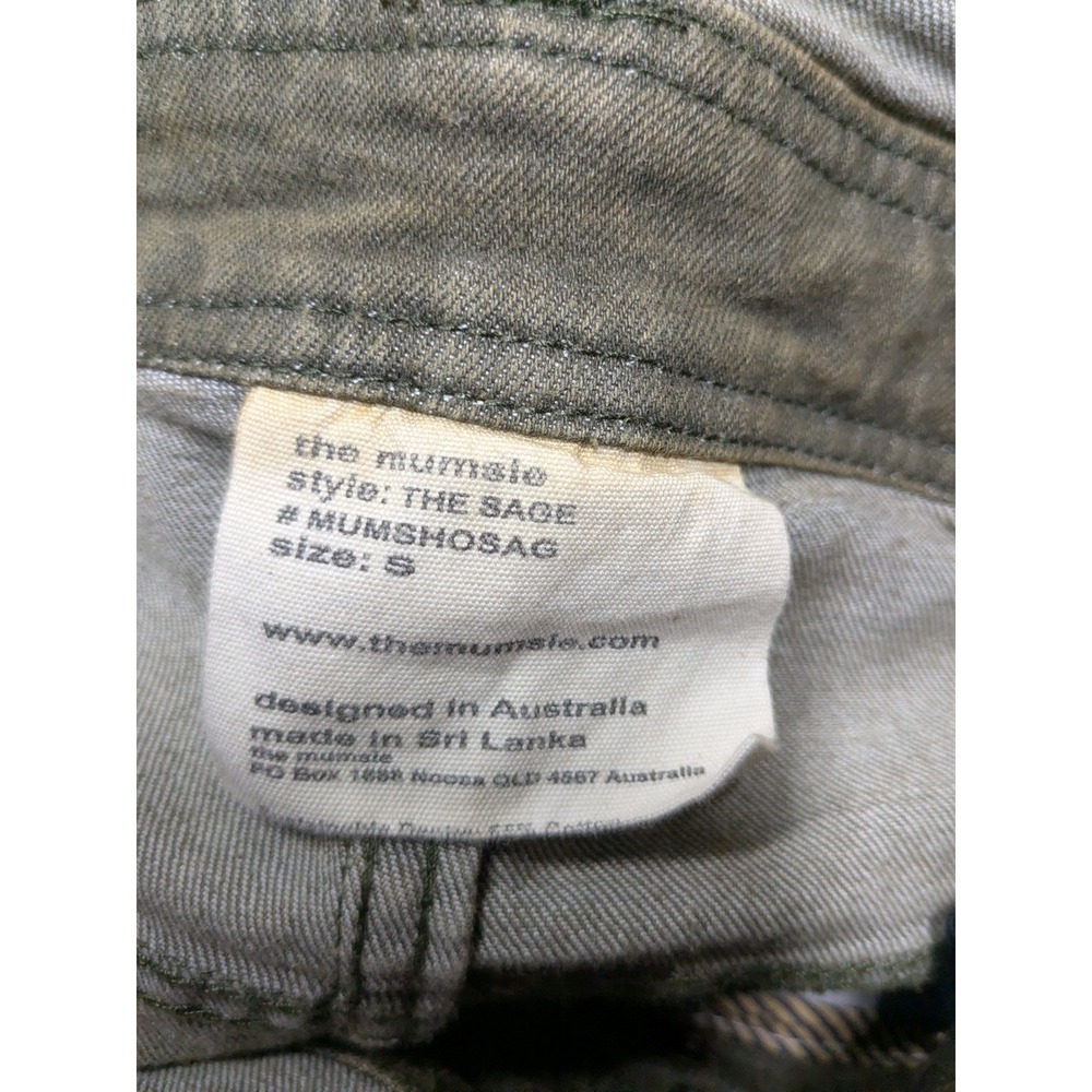 The Mumsie The Sage Denim Overalls Shorts Olive Green Babywearing Shortalls S - Picture 8 of 9